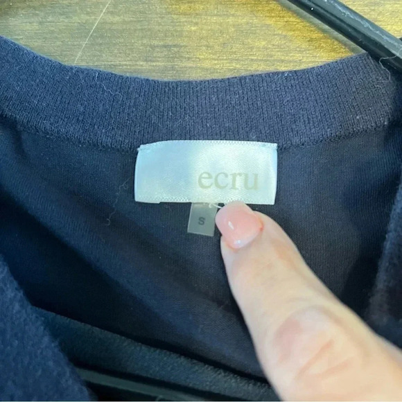 ECRU Black Silk Jersey Knit Tee T-Shirt Mix Media Short Sleeve Size Small - Picture 8 of 9